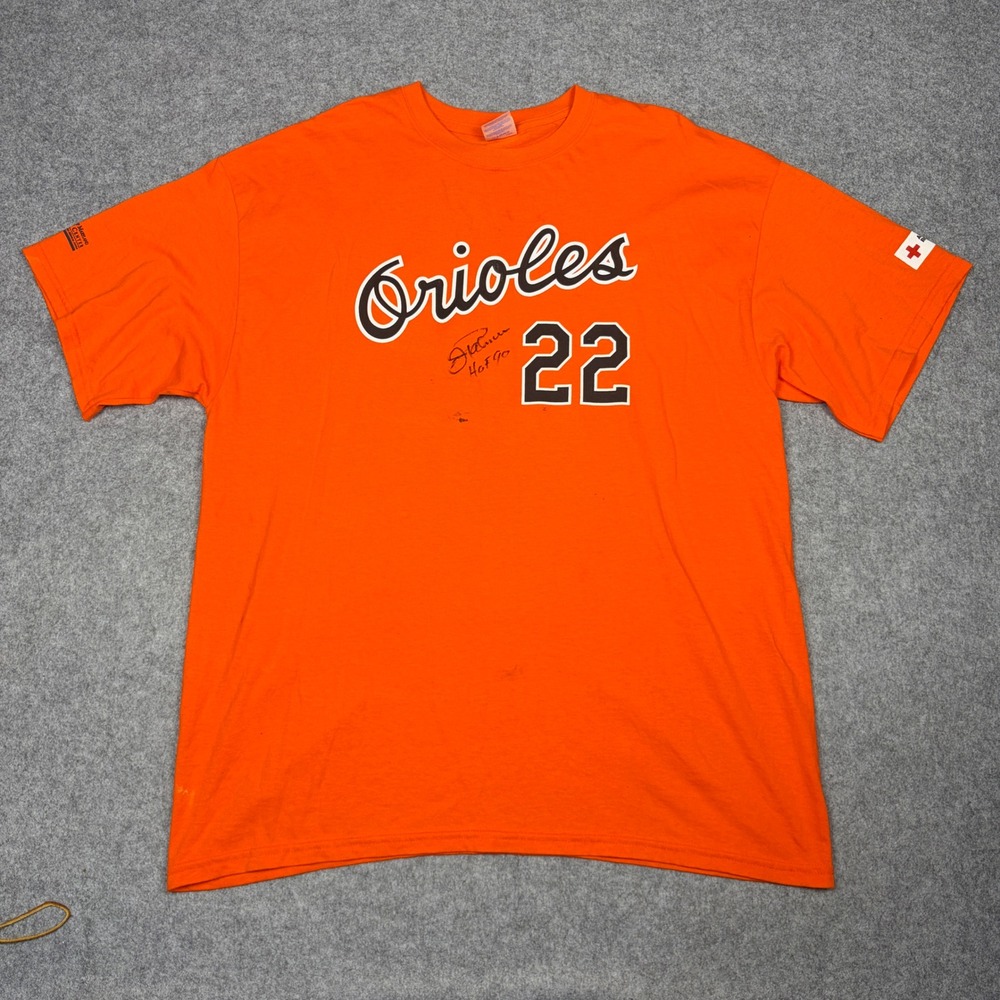 Gildan Baltimore Orioles Jim Palmer 22 Orange T-Shirt Mens XL HOF 90 Signature